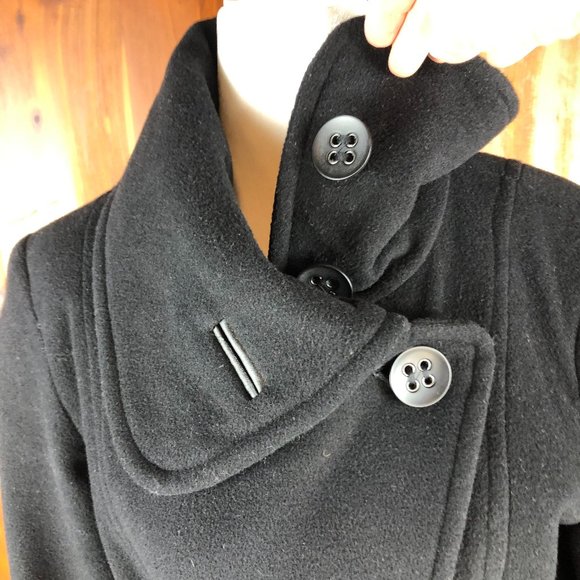 ESPRIT Outwear Black Wool Pea Coat Y2K Whimsigoth Fairy Grunge Timeless - Picture 14 of 17